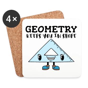 Règle triangulaire souriante - Funny Geometry Figure - Dessous de verre (lot de 4) - blanc - Devant