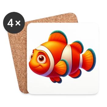 Poisson-clown - Dessous de verre (lot de 4) - blanc - Devant