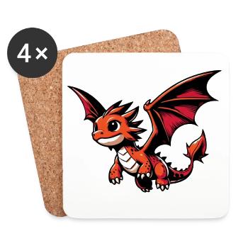 Dragon - Dessous de verre (lot de 4) - blanc - Devant