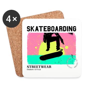 Skateboarding Skate Skater Skateboard Sk8 Vintage - Coasters (set of 4) - white - Front