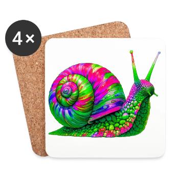 Schnecke - Untersetzer (4er-Set) - Weiß - Vorne