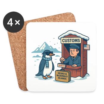 Funny Penguin Tariff Satire Cartoon - Coasters (set of 4) - white - Front