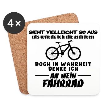 Doch in Wahrheit denke ich an mein Fahrrad - Untersetzer (4er-Set) - Weiß - Vorne