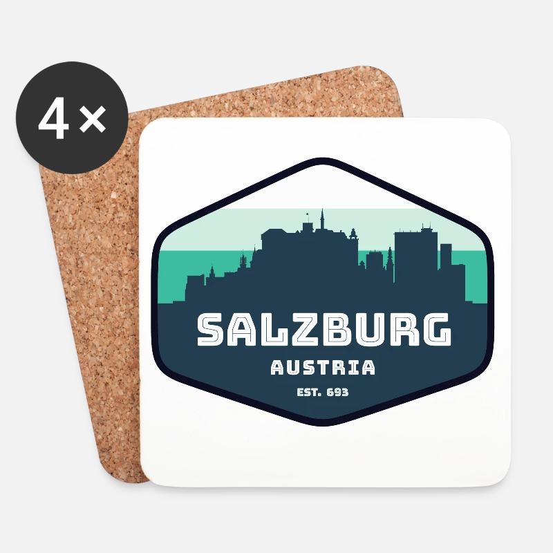 Salzburg Skyline Silhouette - Untersetzer (4er-Set) - Weiß
