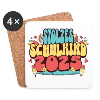 Stolzes Schulkind 2025 - Untersetzer (4er-Set) - Weiß - Vorne