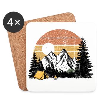 Sunset Mountain Wilderness Scene - Coasters (set of 4) - white - Front