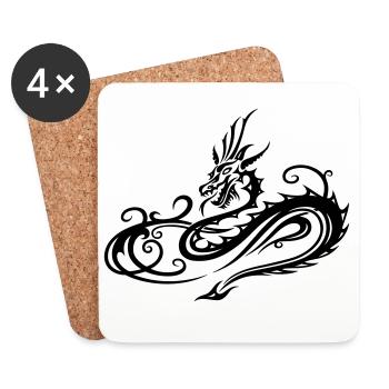Tribal Drache in Herzform Motiv - Untersetzer (4er-Set) - Weiß - Vorne