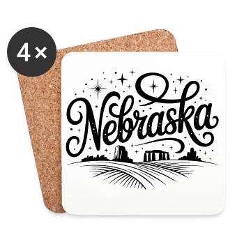 Nebraska - Souvenir USA State Design - Untersetzer (4er-Set) - Weiß - Vorne