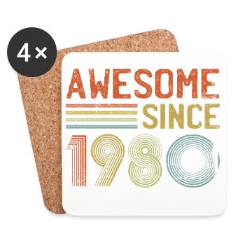 Retro 1980s Gradient Typography Design - Coasters (set of 4) - white - Front