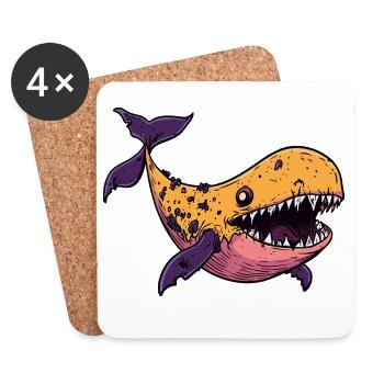Whale Halloween Comic Funny - Coasters (set of 4) - white - Front