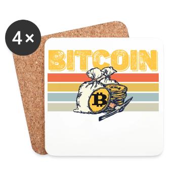 Rétro minage de bitcoins - Dessous de verre (lot de 4) - blanc - Devant