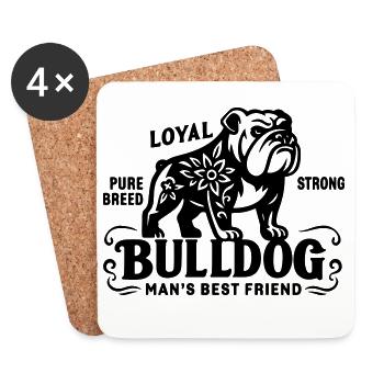 Bulldog Bully Dog Dog Pet old english - Coasters (set of 4) - white - Front
