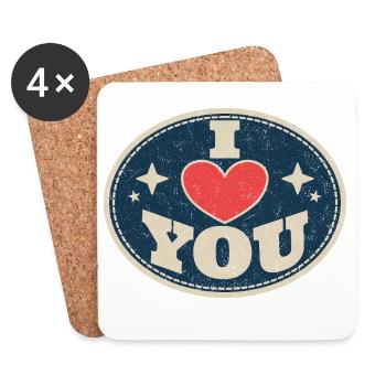 I Love You – Country Love Heart Valentine's Day - Coasters (set of 4) - white - Front