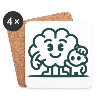 Friendly Cloud Duo Illustration - Untersetzer (4er-Set) - Weiß - Vorne