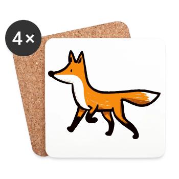 neugieriger Fuchs - Untersetzer (4er-Set) - Weiß - Vorne