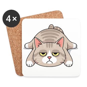 Grim late riser cat morning grouch - Coasters (set of 4) - white - Front