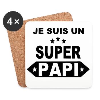 Je suis un super papi - Dessous de verre (lot de 4) - blanc - Devant