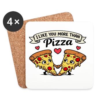 I Like You More Than Pizza – Funny Love Saying - Coasters (set of 4) - white - Front