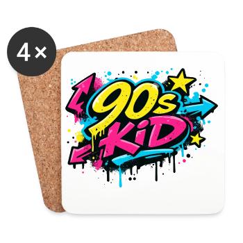 90s Kid Graffiti Burst - Untersetzer (4er-Set) - Weiß - Vorne