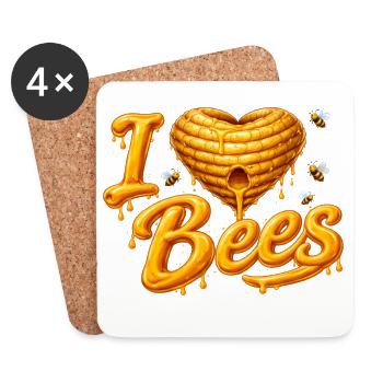 I Love Bees Honig Bienen Illustration - Untersetzer (4er-Set) - Weiß - Vorne
