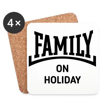 Family On Holiday (Familienurlaub / Konkav / B) - Untersetzer (4er-Set) - Weiß - Vorne