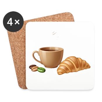 Moment Croissant au Café - Dessous de verre (lot de 4) - blanc - Devant