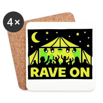 Rave On Festival Zelt Techno Party Crew - Untersetzer (4er-Set) - Weiß - Vorne