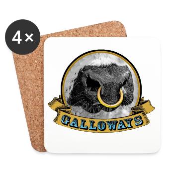 Galloway Ring-Kuh Logo - Untersetzer (4er-Set) - Weiß - Vorne
