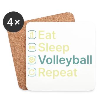 Eat Sleep Volleyball Repeat Funny Volleyball Gift - Coasters (set of 4) - white - Front