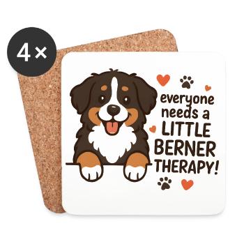Chien de montagne bernois Petit Berner Humour de thérapie - Dessous de verre (lot de 4) - blanc - Devant