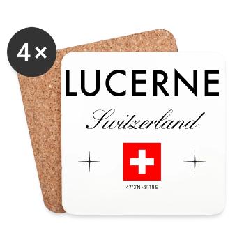 Lucerne, Suisse, Coordonnées Souvenir de voyage - Dessous de verre (lot de 4) - blanc - Devant