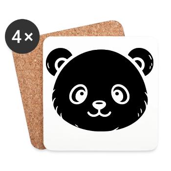 Cute Panda Sketch – Fluffy Animal Motif - Coasters (set of 4) - white - Front