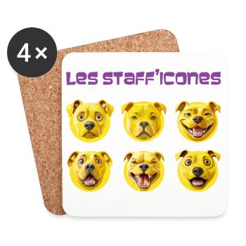 Les stafficones - 053  - Dessous de verre (lot de 4) - blanc - Devant