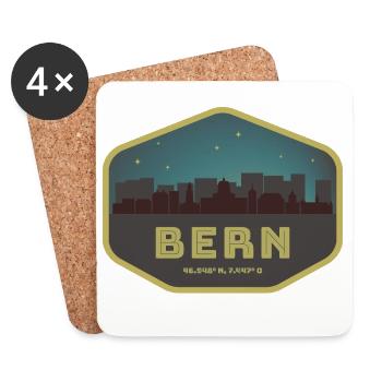 Bern Switzerland Skyline Badge Night - Coasters (set of 4) - white - Front