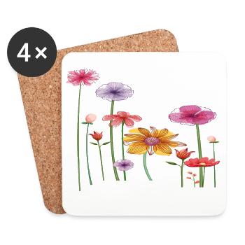Colorful Wildflowers - Coasters (set of 4) - white - Front