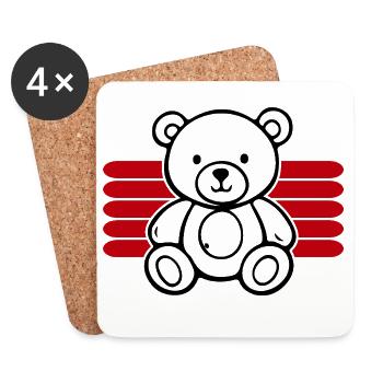 Baby Spielzeug Teddybär Stofftier lustige Sprüche - Untersetzer (4er-Set) - Weiß - Vorne