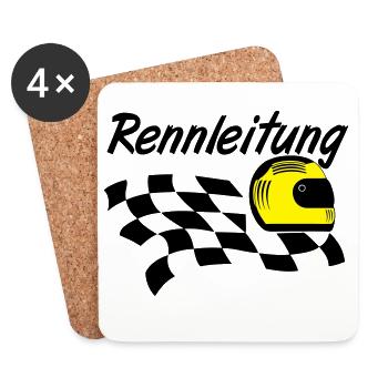 Party Shirt ,Feiern , Karneval, Rennleitung(25) - Untersetzer (4er-Set) - Weiß - Vorne