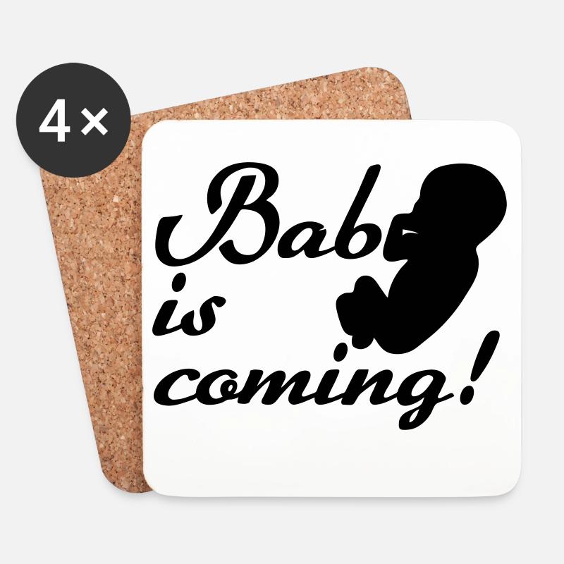 Baby is coming Geburt, Schwangerschaft, Geschenk - Untersetzer (4er-Set) - Weiß