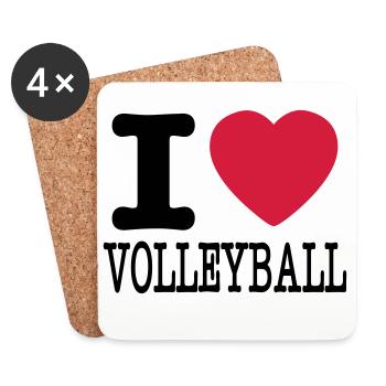 i love volleyball / i love volleyball shirt - Coasters (set of 4) - white - Front
