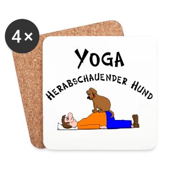Yoga dog looking down - Coasters (set of 4) - white - Front