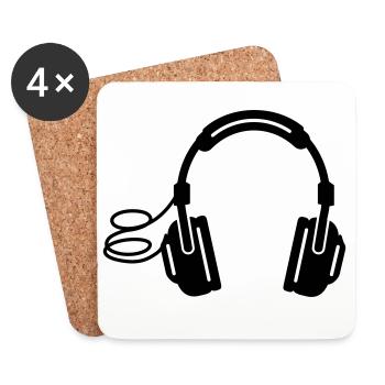 headphones - Coasters (set of 4) - white - Front