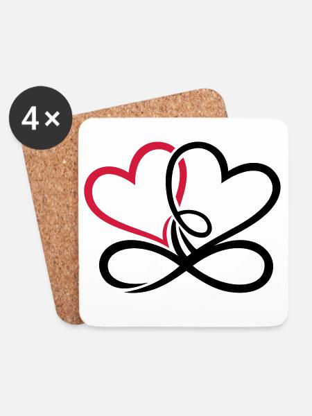 Zwei Herzen Infinite Love Unendliche Liebe - Untersetzer (4er-Set) - Weiß