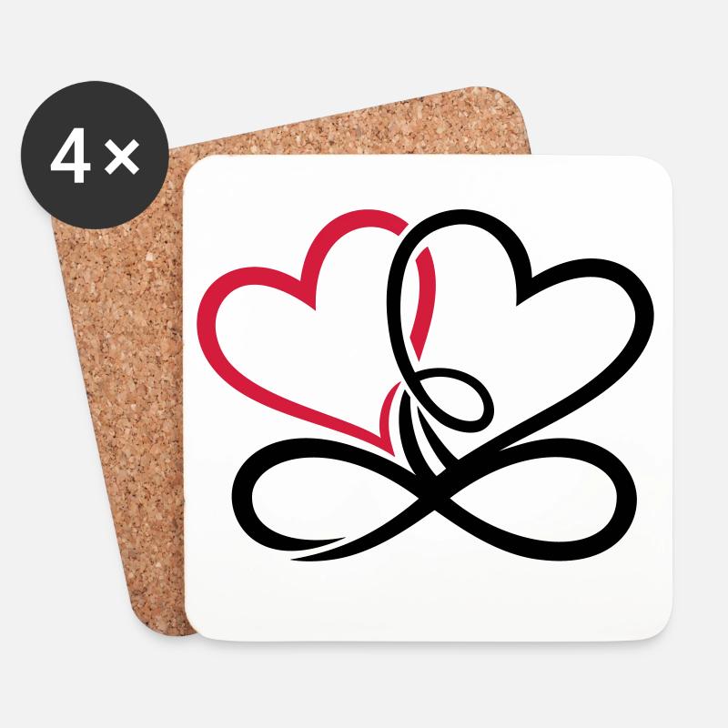 Zwei Herzen Infinite Love Unendliche Liebe - Untersetzer (4er-Set) - Weiß