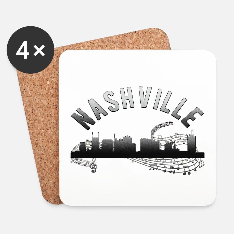 Silver Nashville Skyline - Untersetzer (4er-Set) - Weiß