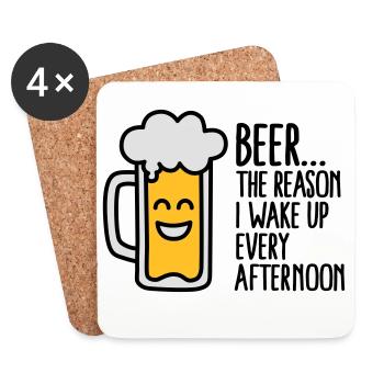 Beer is the reason I wake up every afternoon - Untersetzer (4er-Set) - Weiß - Vorne