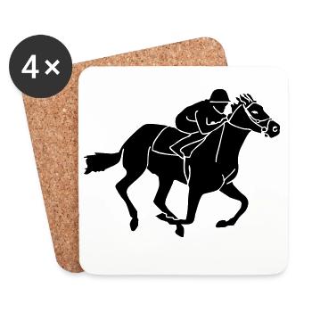 Équestre - courses de galop - Dessous de verre (lot de 4) - blanc - Devant