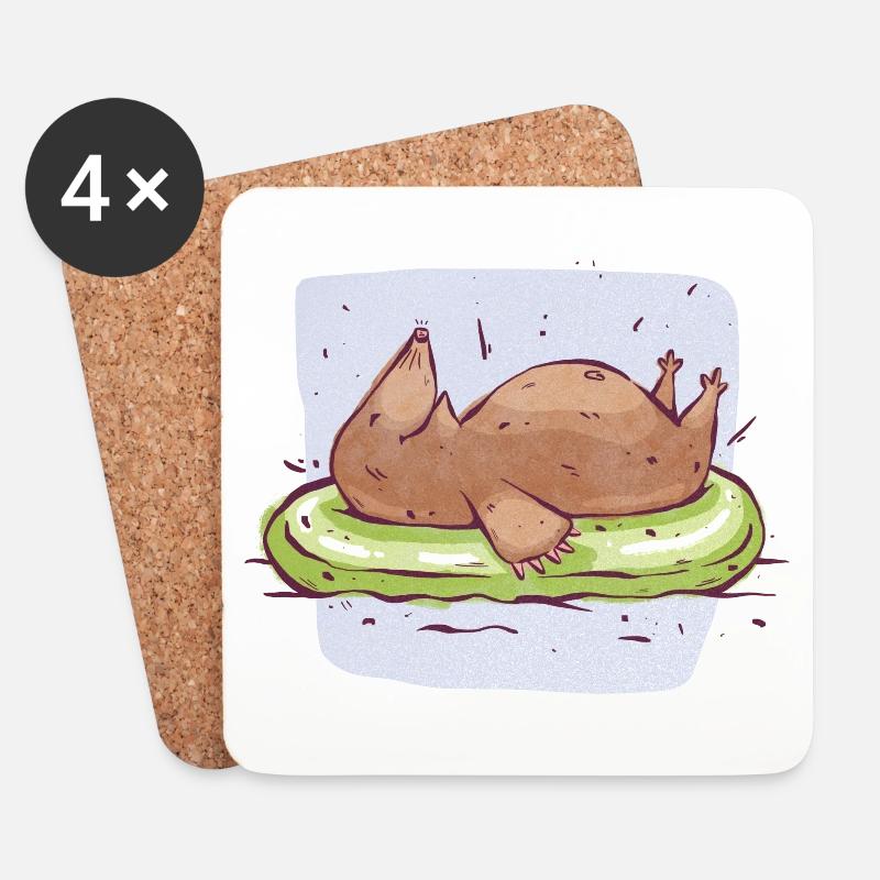 Mole on water - Coasters (set of 4) - white