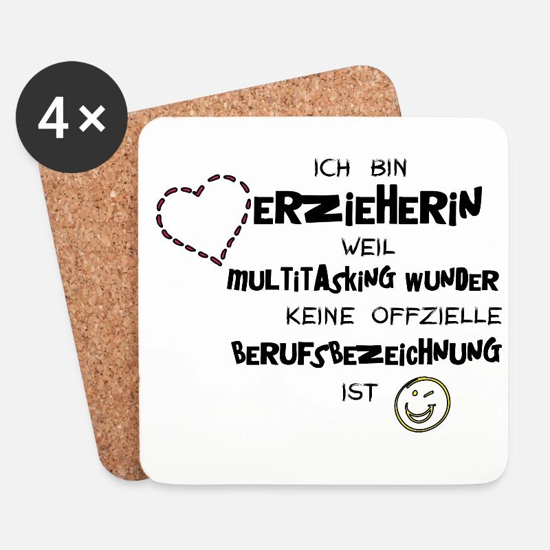 Erzieherin, weil Multitaskingwunder - Untersetzer (4er-Set) - Weiß