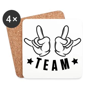 hand party team - Untersetzer (4er-Set) - Weiß - Vorne