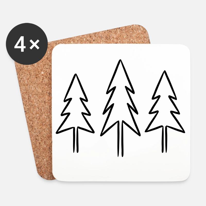 Sapins sapins forêt Noël Avent - Dessous de verre (lot de 4) - blanc